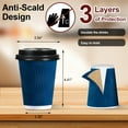 thumbnail image 3 of Lamosi Disposable Paper Cups with Lids 12 oz,Insulated to Go Cups,Ripple Double Wall,Blue 100 Count, 3 of 10