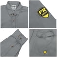 thumbnail image 3 of PTAHDUS 7.5oz Men's Flame Resistant Button Down Shirt, Men Lightweight Twill FR Work Shirt Ideal for Welding and Oil Worker (Grey, Small), 3 of 6
