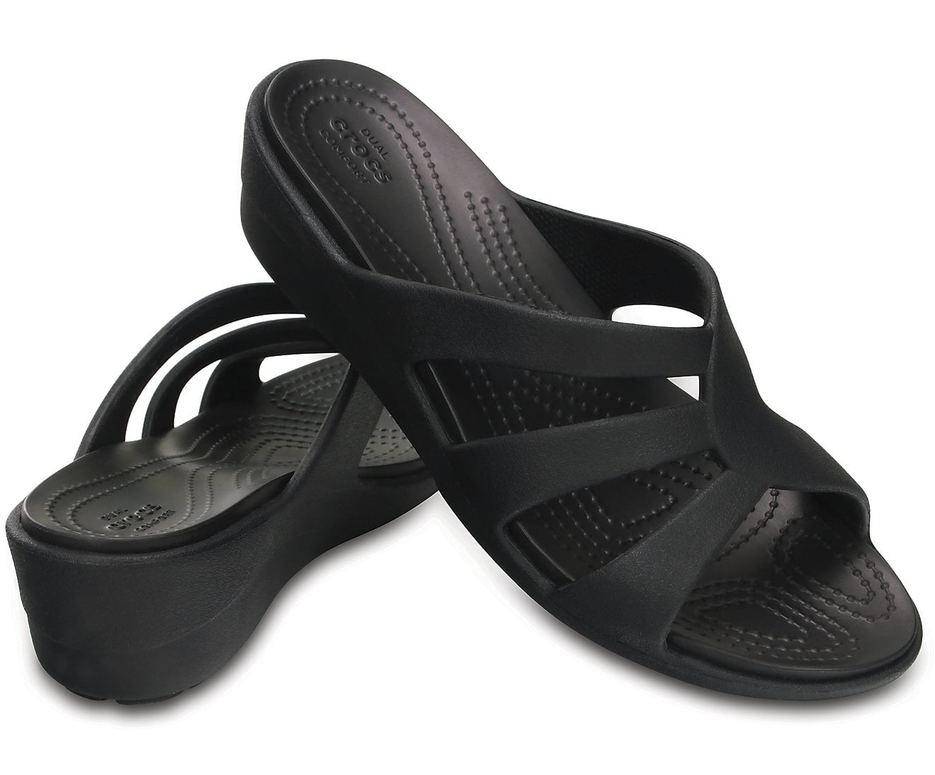 Sanrah Strappy Wedge Sandal. Black 