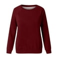 thumbnail image 4 of JINMGG Womens Tops,Fashion Women's Casual Long Sleeve Round Neck Solid Ladies Sweatshirt Tops Blouse,Wine M, 4 of 4
