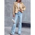 thumbnail image 4 of Women Crop Top Double Breasted Trench Coat with Shoulder Sleeves and Cut Jacket with Pockets, 4 of 5