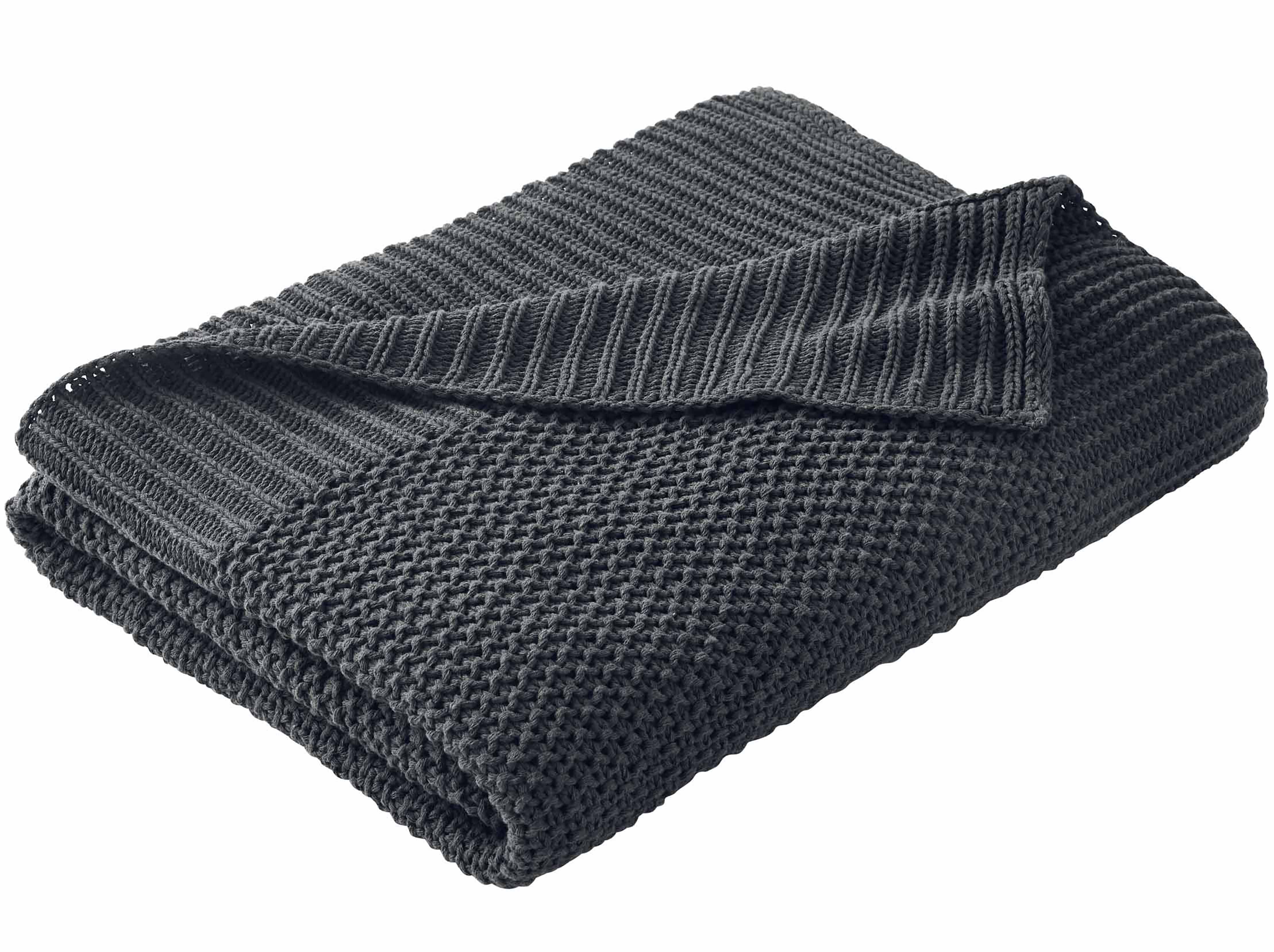 Better Homes and Gardens, Chunky Knit Charcoal Throw, Cotton-Blend, 50"x60", 2.3 lb, All Ages