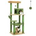 thumbnail image 1 of PAWZ Road 56.3" Multi-Level Cat Tree for Large Breed Cat Tower Indoor with 2 Door Condo Green, 1 of 7