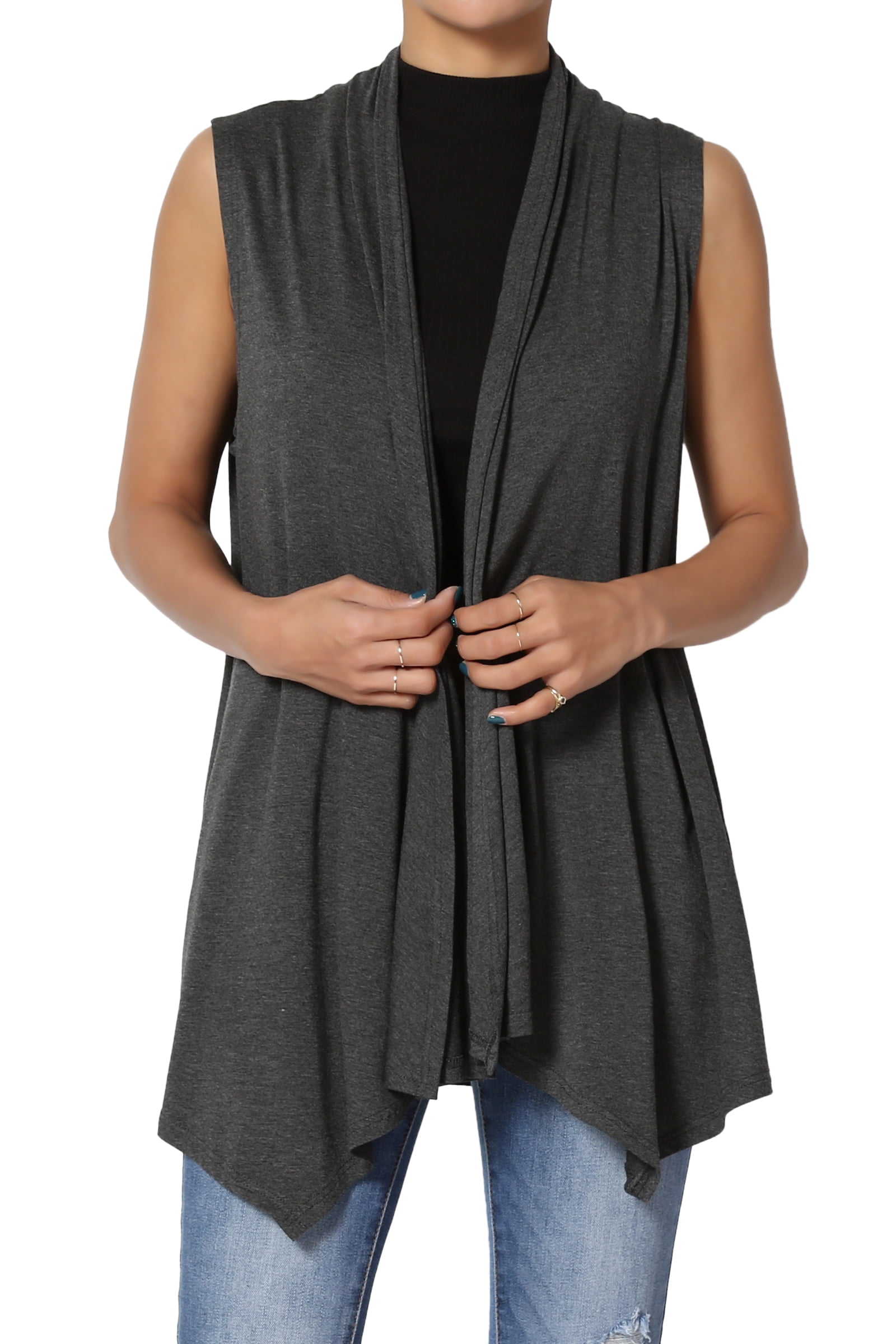 TheMogan TheMogan Women's S3X Waterfall Draped Vest Sleeveless