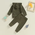 thumbnail image 3 of Toddler Baby Girl Boy Fall Winter Outfits Long Sleeve Button Front Hoodie Pullover Tops and Pants Set Casual 2Pcs Clothes, 3 of 7