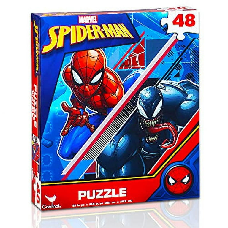 Marvel Spider-Man Jigsaw Puzzle Bundle ~ Marvel Superhero Puzzle for Kids   Featuring Spiderman and Venom Jigsaw Puzzle with Spiderman Stickers ( Spiderman Toys and Games). 