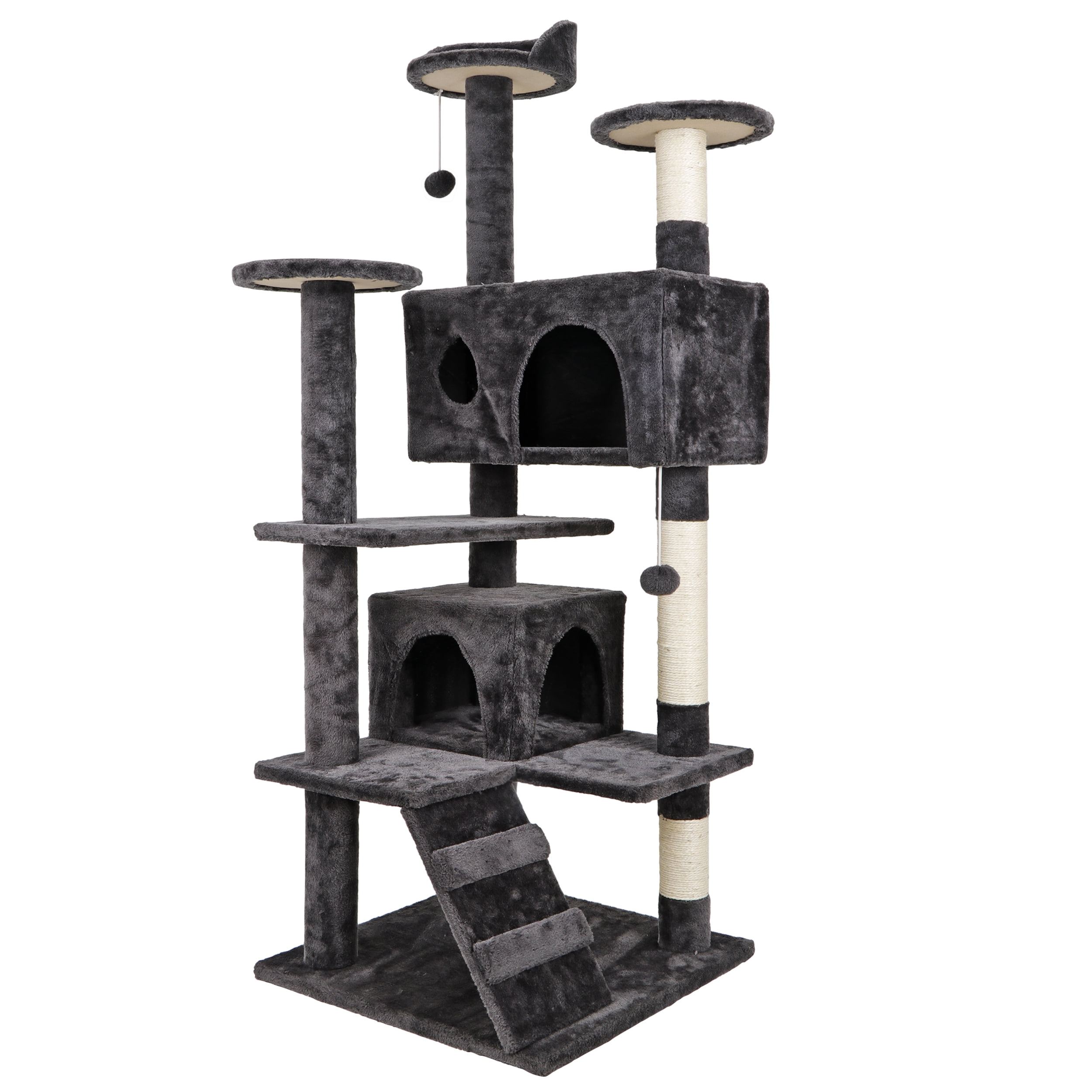 Zenstyle 53-in Cat Tree & Condo Scratching Post Tower Dark Gray
