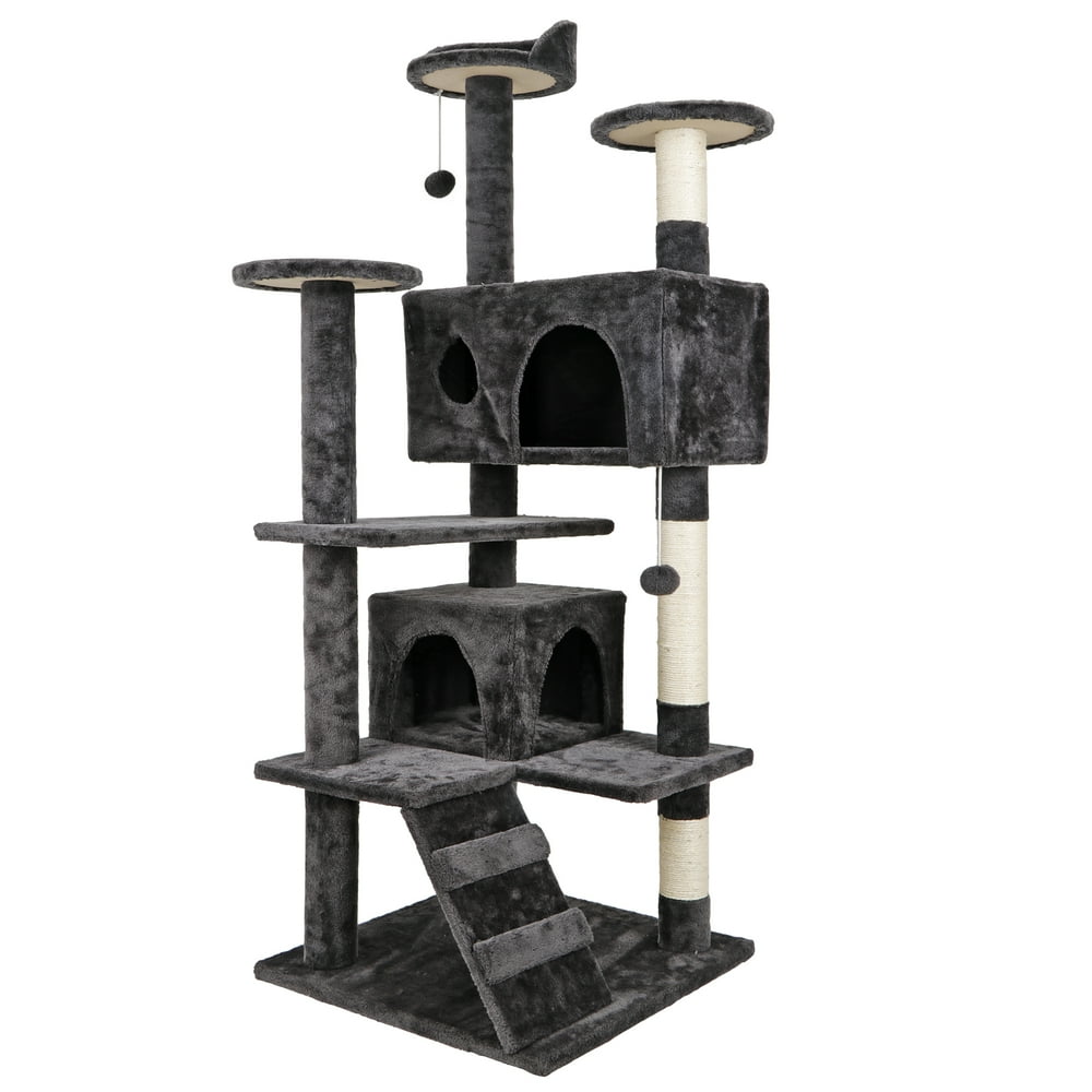 ZenStyle 53in Cat Tree & Condo Scratching Post Tower, Dark Gray