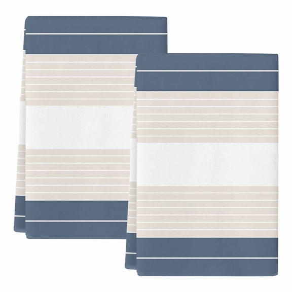 Dish Towels, Cream Striped Absorbent Kitchen Towels 2 PCS, Ombre Blue Stripes Microfiber Hand Towels Dish Cloths Tea Towels for Home Bathroom Cleaning Drying,18X28-Inch,