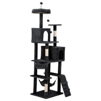 Uforic 75" Multi-Level Cat Tree with Scratching Posts, Caves & Hammock, Dark Gray