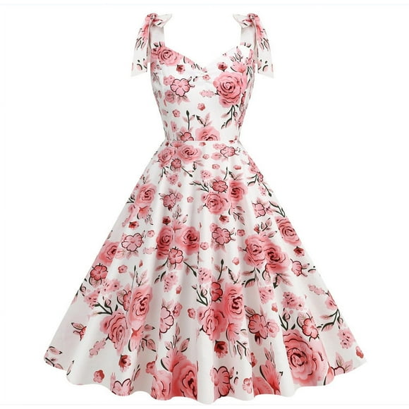 Drppepioner Dresses Women Summer Women'S Parent-Child Floral Style Bowknot Dress Camisole White 8(L)