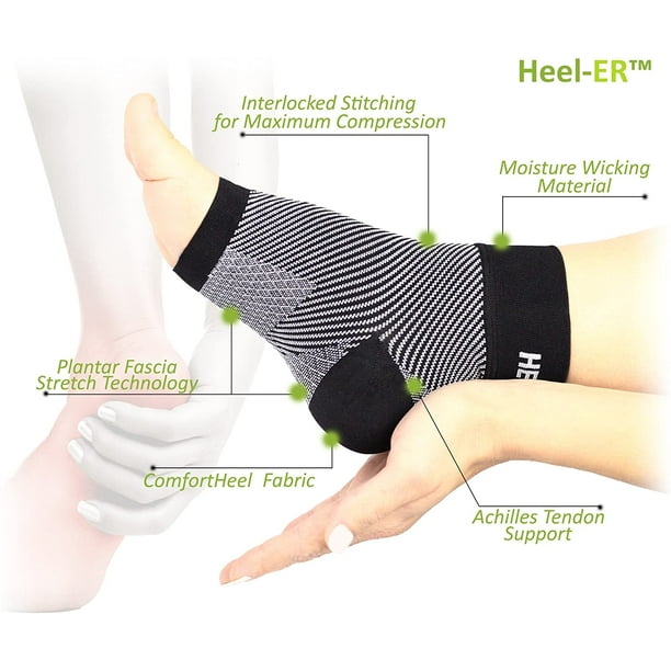 Plantar Fasciitis Socks - Heel-ER Compression Foot Sleeves with Arch &  Ankle Support - Brace for Heel Pain Relief, Spur, Sore Feet for Men & Women  
