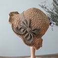 thumbnail image 2 of Elegant Woven Straw Sun Hat with Bow,2026 Women's Foldable Ruffle Wide Brim Straw Bucket Hat, Straw Sun Hats for Women Coffee, 2 of 7