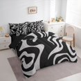 thumbnail image 2 of Homewish Wavy Spiral Stripes 7-Piece King Bedding,Aesthetic Artwork King Bed in a Bag,Gray,Black Reversible, 2 of 8