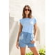 thumbnail image 5 of Blusa sin mangas André Badi celeste con cuello redondo y estampado frontal con brillos, 5 of 5