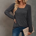 thumbnail image 4 of GuangCheng Tops for Women Kintted Loose Fit Long Sleeve Shirts Square Neck Casual Warm Tops, 4 of 6