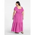 thumbnail image 3 of Terra & Sky Women's Plus Size Sweetheart Maxi Dress with Flutter Sleeves, Sizes 0X-5X, 3 of 4