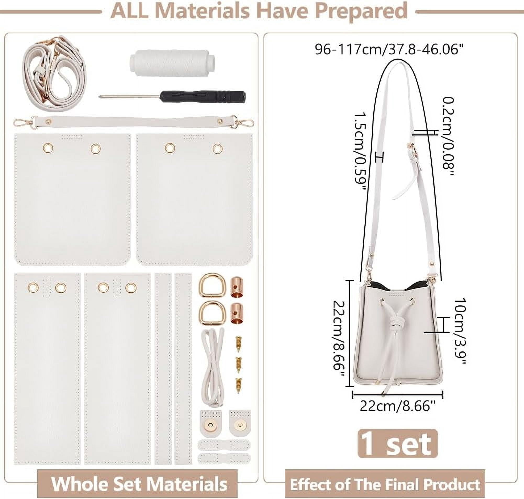 DIY Imitation Leather Sew on Women's Crossbody Bucket Bag Making Kit including Fabrics D Rings Screw Cord and Needle Screwdriver Sienna Fihished Product: 220x200x100mm