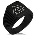 thumbnail image 1 of Stainless Steel Norse Valknut Viking Needle Stripe Pattern Biker Style Polished Ring, 1 of 1