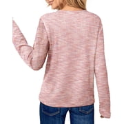 UVN Long Sleeve Shirts for Women Fall V Neck Waffle Knit Blouses Dressy Casual Tunic Tops Ladies Work Clothes