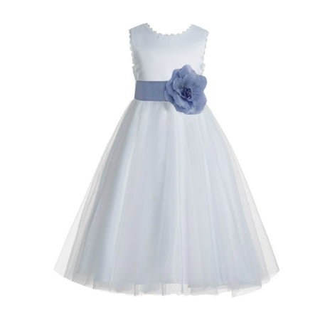

Ivory V-Back Lace Edge Junior Flower Girl Dress First Communion 183T