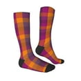 thumbnail image 4 of Lsque Purple Yellow Buffalo Plaid Printed Crew Socks Men's Women's LightWeight Thin Casual Calf Socks ,Knee High Socks,Cotton Socks, 4 of 9