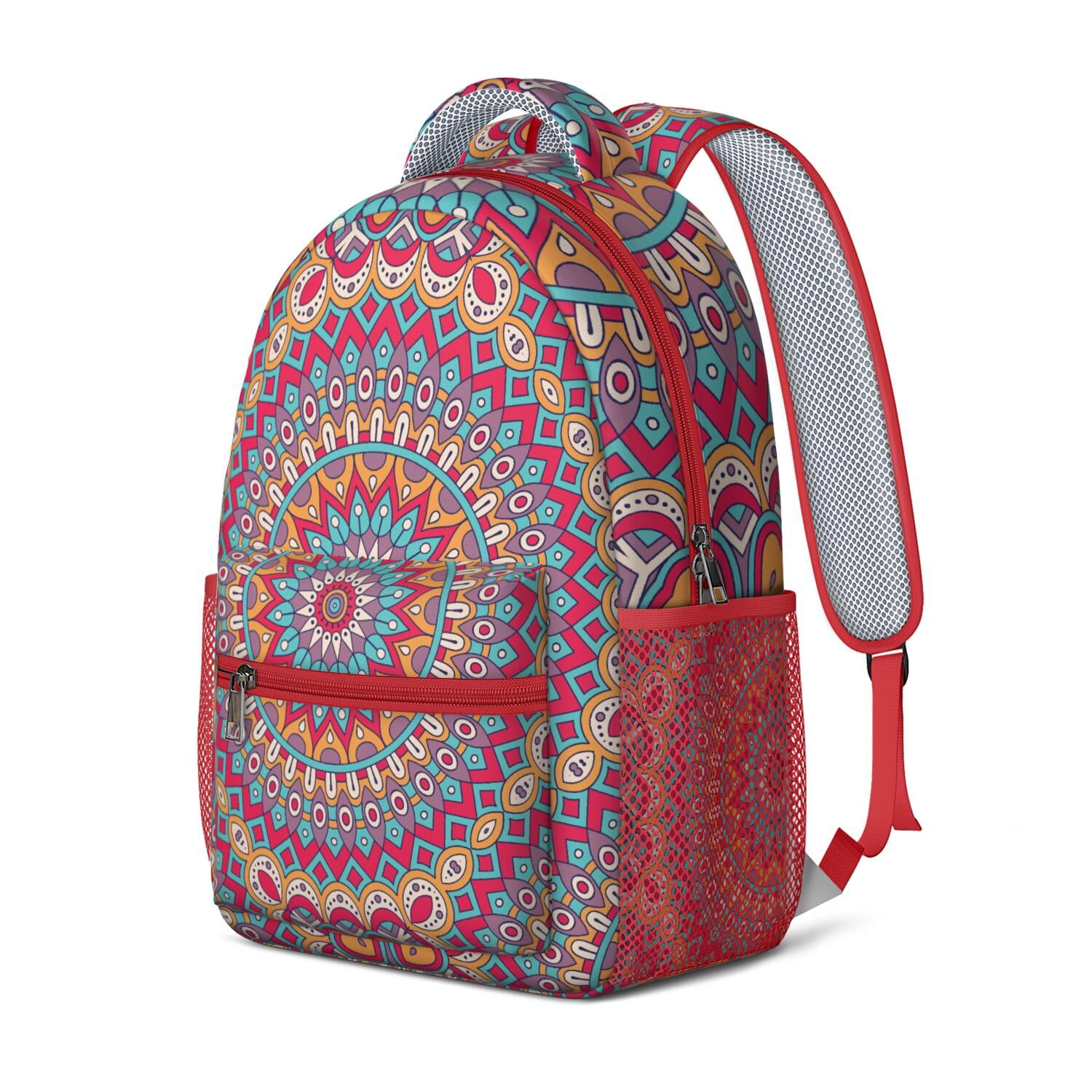 Exotic Ornamental Mandala Student Backpack - Durable Lightweight Bookbag with Spinal Support