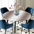 thumbnail image 5 of Elastic Fitted Round Tablecloth, White Brown Waterproof Stretch Table Cover for 45"-54" Tables, Modern Gradient Vertical Stripes Geometric Washable Outdoor Tablecloths for Patio, Picnic, Camping, 5 of 9