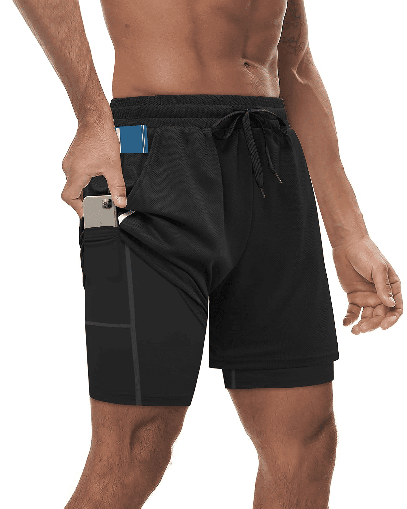 Neleus Men's 7 Mesh Running Workout Shorts with Pockets 