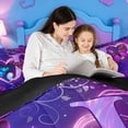 thumbnail image 4 of meiyoeat Butterfly Theme Monogram J Queen Comforter Set,Purple Neon Initial Art Comforter Sets Queen For Girl,Black Reversible,3Pcs,1 Comforter And 2 Pillowcases, 4 of 7