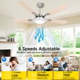 thumbnail image 4 of OUTON 52" Modern Ceiling Fan with Light Kit and Remote Control, 6-Speed Quiet Reversible DC Motor, Flush Mount, Dimmable LED, 5 Blades for Bedroom, Living Room，Wood, 4 of 12