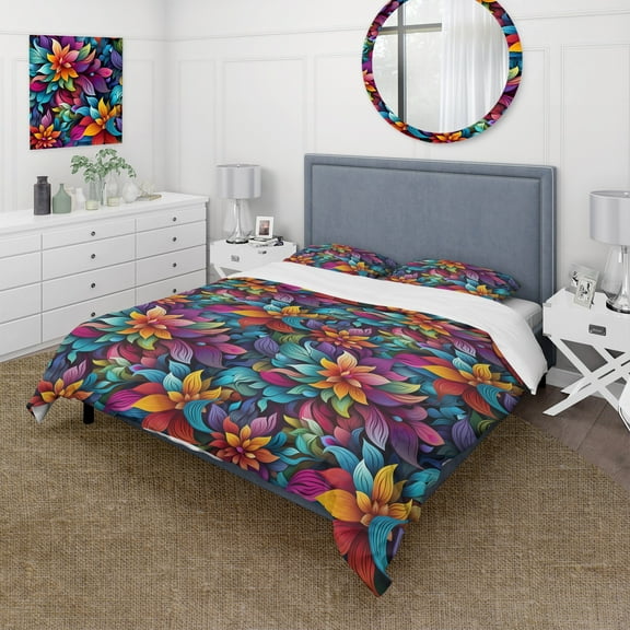 Designart "Radiant Boho Mandala IV" Multicolor Paisley Bedding Covert Set - Bohemian & Eclectic Bed Set With 2 Shams