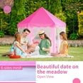thumbnail image 4 of Play Tents for Girls, Kids Play Tent with LED Lights, Large Size 55" x 53" Pink Hexagon Kids Playhouses Indoor & Outdoor, 4 of 8