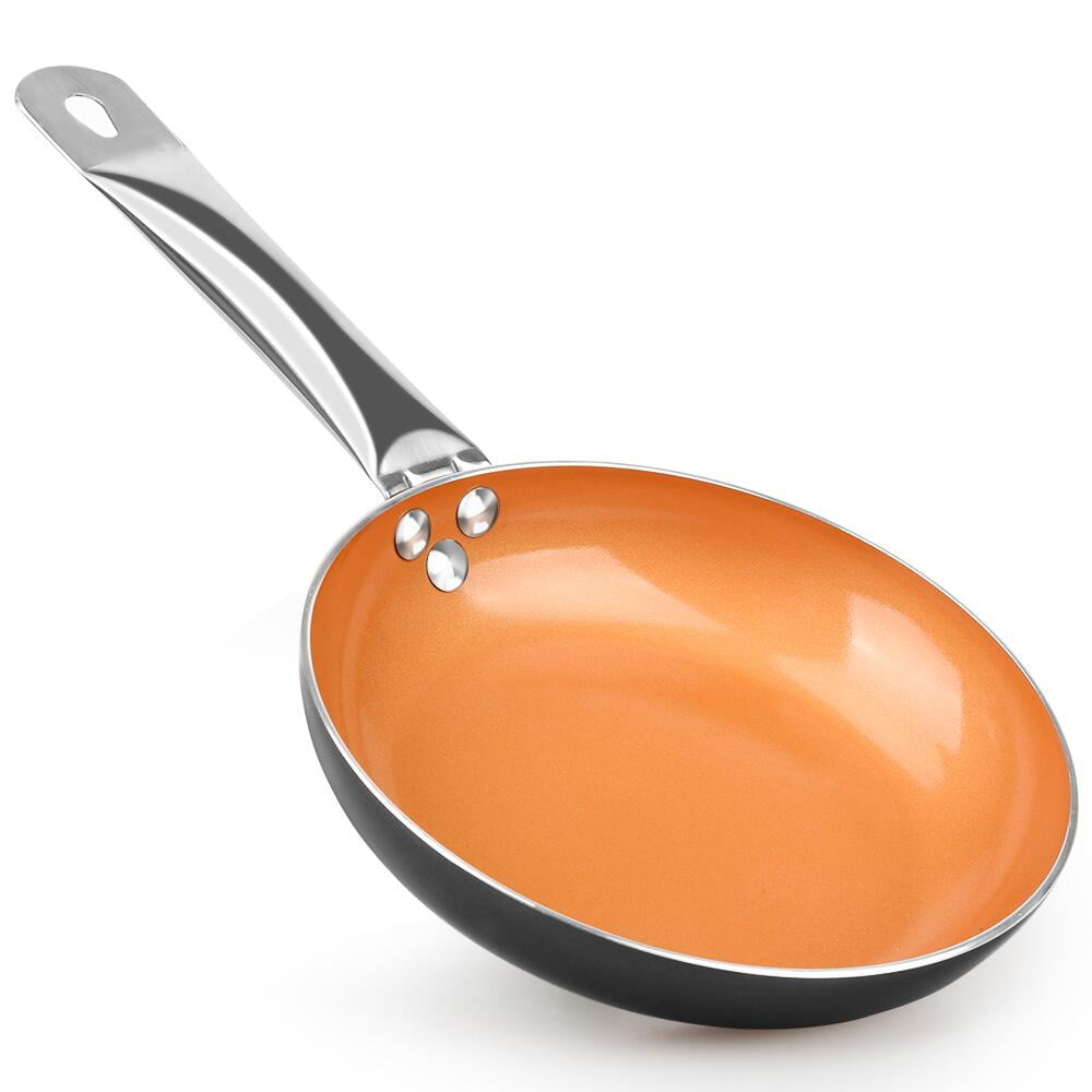 FGY 8 inch Oval Ceramic Copper Non-Stick Frying Pan, Omelet & Saute Pan
