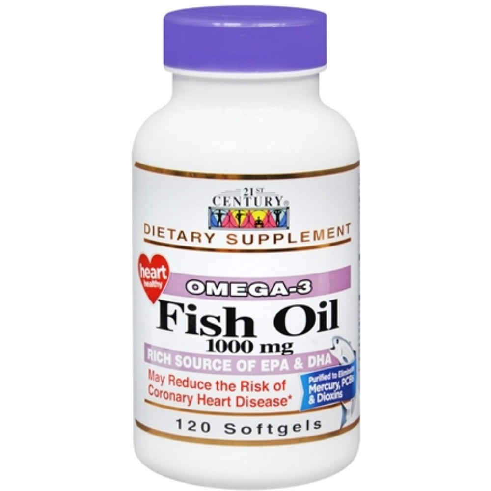 21st Century Omega3 Fish Oil 1000 mg Softgels 120 Soft Gels Walmart