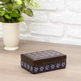 thumbnail image 2 of Purple Flowers Lid and Border Natural Brown 6 x 4 Solid Wood Decorative Box, 2 of 3