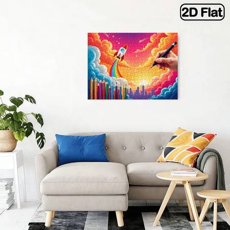 500-piece adult jigsaw puzzle - Colorful Rocket.
