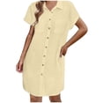 thumbnail image 3 of WILLBEST Vestido Camisero Largo De Lino Con Botones Y Mangas Cortas Para Mujer, Ideal Para Playa Y Verano | Ligero Y Transpirable, 3 of 3