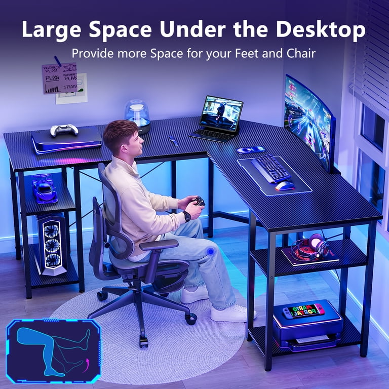 GUNAITO 61" L-Shaped Gaming Desk with Storage Shelves photo 5