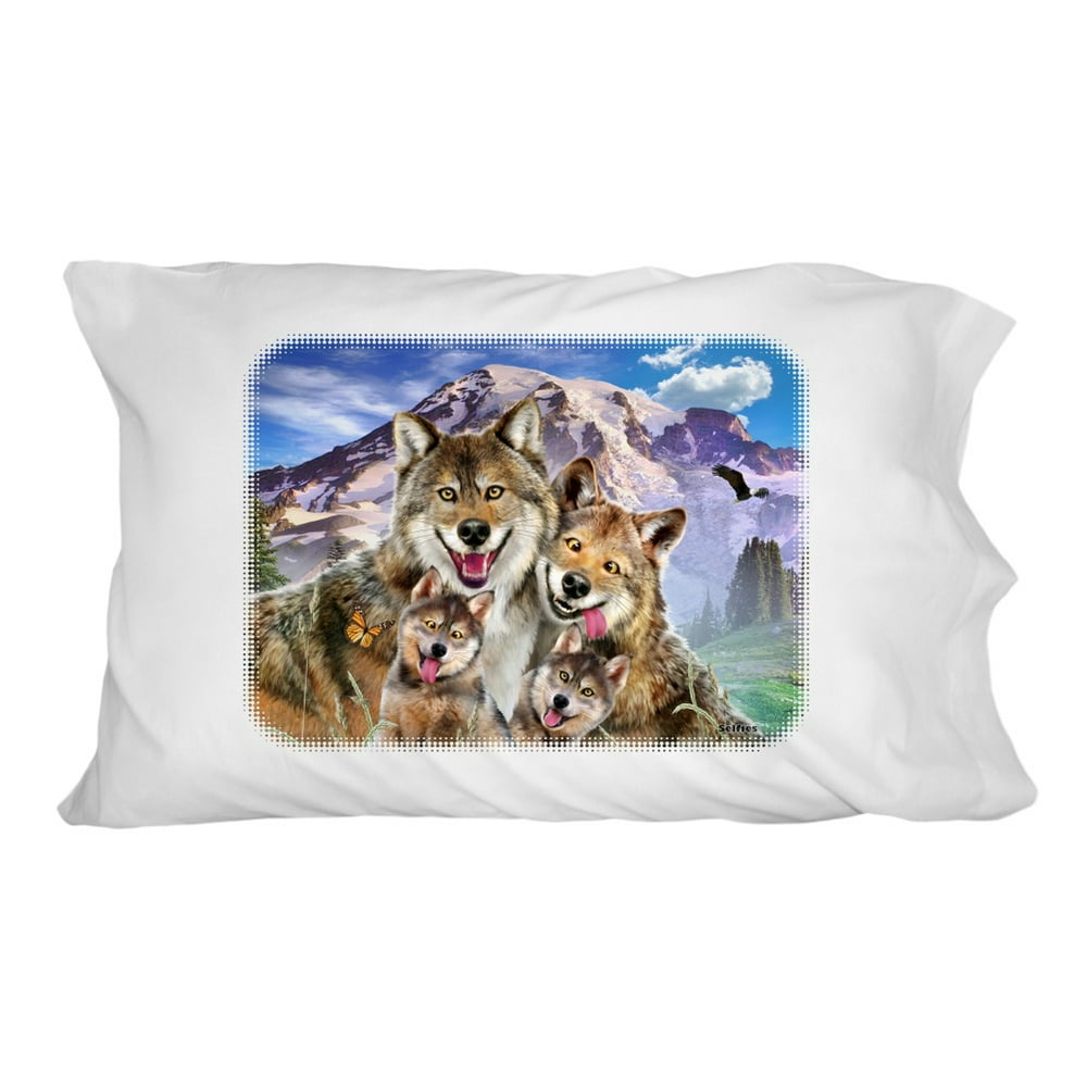 Wolf Pack Selfie Family Wolves Novelty Bedding Pillowcase