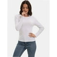 thumbnail image 5 of Womens Pullover Long Sleeve Crewneck Shirts Ribbed Knit Slim Fitted Casual Jumper Tops, 5 of 6
