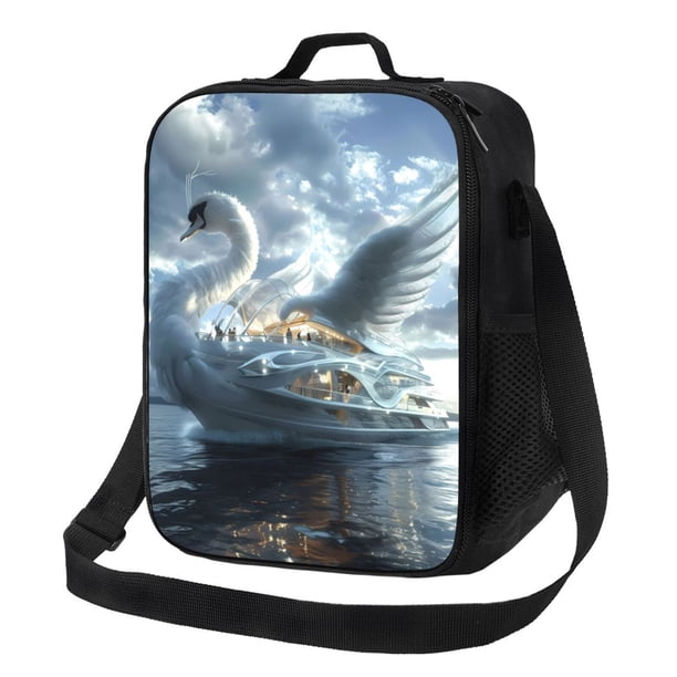 Balery Fantasy Swan Yacht Design Caja de Almuerzo y Bolsa de Almuerzo para Hombres y Mujeres, Bolsa de Almuerzo Reutilizable con Gran Capacidad, Bolsa de Almuerzo Aislada