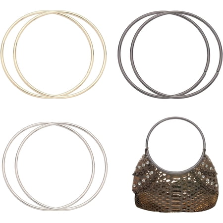 6Pcs 3 Colors Iron Bag Handles for Handmade Bag Handbags Purse Handles Replacement Round Ring Mixed Color 13.5x0.45cm Inner Diameter: 12.55cm 2pcs/color