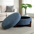 thumbnail image 3 of Euroco Table Basse Ronde Rembourrée, Pouf de Rangement pour Salon, Bleu, 3 of 11