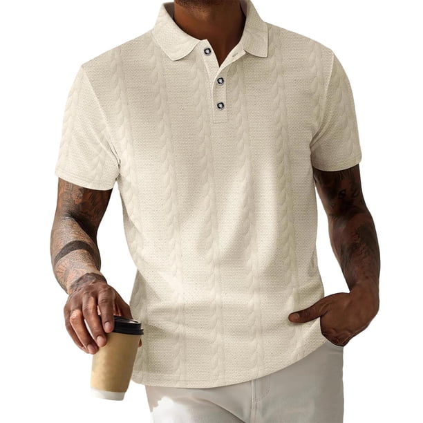 Camisa con Cuello Hombres de Color Sólido con Botones de Manga Corta, Blusa con Cuello para Primavera Verano Diario