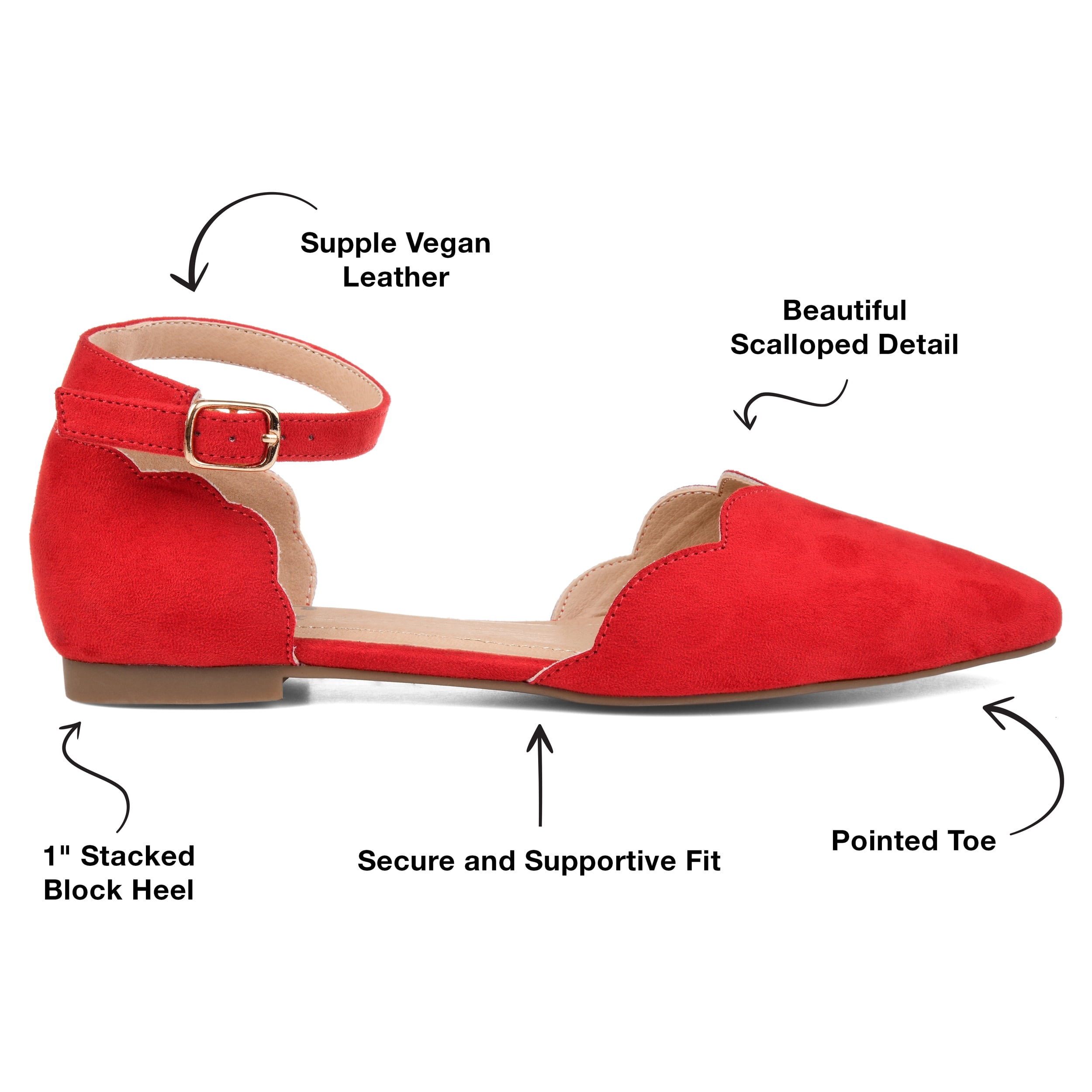 Journee Womens Lana Buckle Pointed Toe Ballet Flats, Widths Available