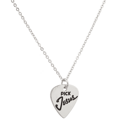 - Lux Accessories Guitar Pick Jesus Christ Inspiration Pendant Necklace.