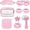 Pink, variant on 9Pcs Spa Headband Wristband Set,with Hair Clips,Hair Tie,Sleep Eye Mask,Facial Cleansing Brush,Clear Toiletry Bag for Washing Face Skin Care Puffy Makeup,Pink