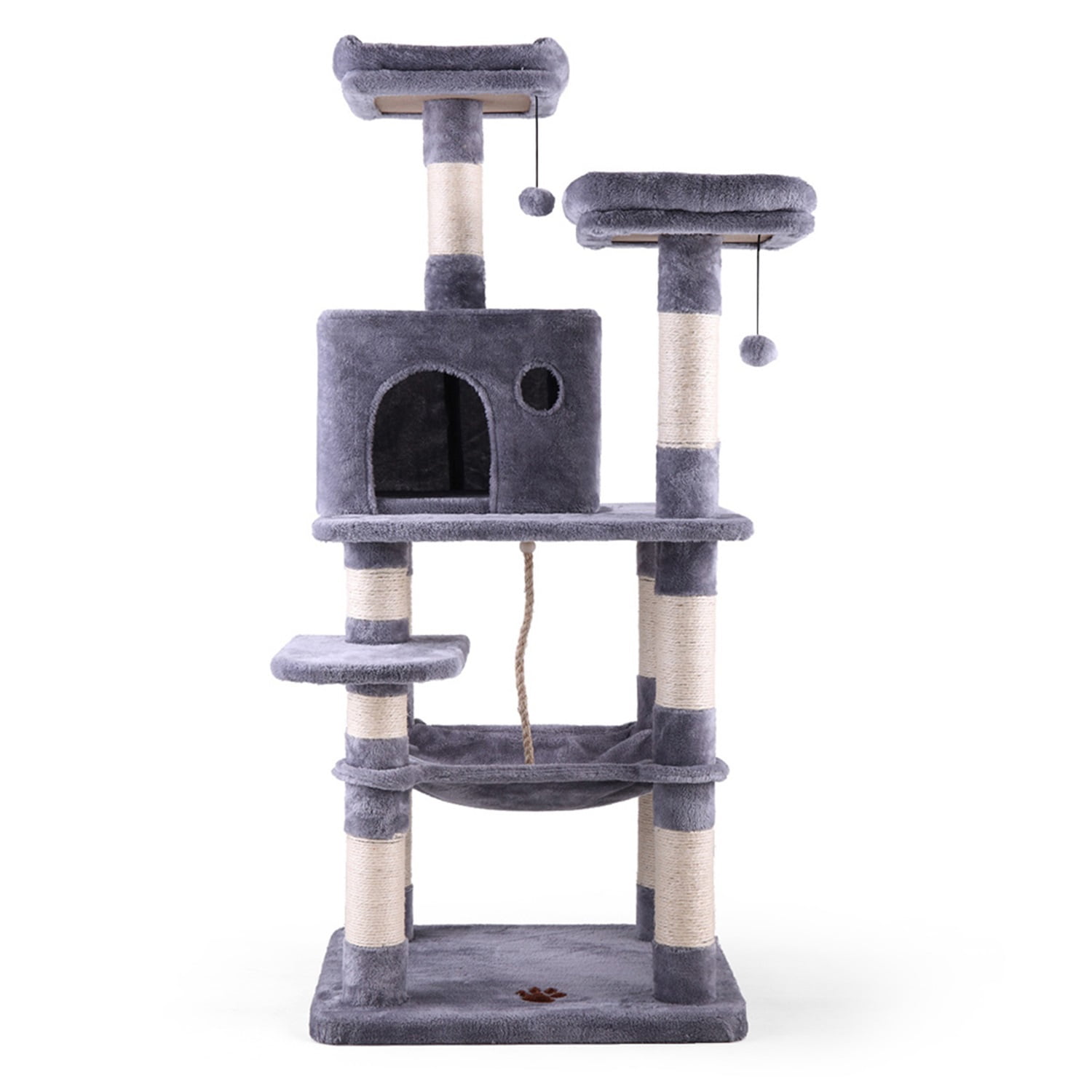 Pefilos 57.5" Cat Tower for Indoor Cats Tall Multi-Level Cat Tower Cat Condo for Multiple Cats with Sisal-Covered Scratching Posts Cat Tree House for Large Cats ,Gray Pefilos 57.5" Cat Tower for Indoor Cats Tall Multi-Level Cat Tower Cat Condo for Multiple Cats with Sisal-Covered Scratching Posts Cat Tree House for Large Cats ,Gray