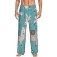 thumbnail image 2 of Kdxio Teal Mama Llama Print Men's Sleep Pajama Pant Lounge Pants with Pockets, 2 of 8